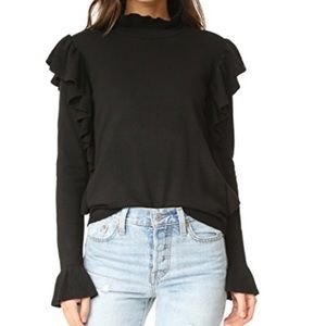 ENGLISH FACTORY Side Ribbed Ruffle Sweater